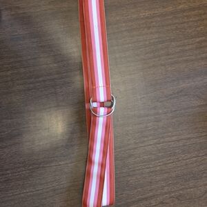 J. Crew Coral, Pink & White Striped D-Ring Belt